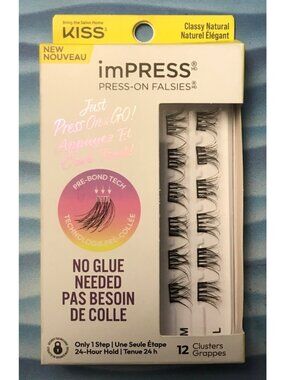 Kiss Impress Falsies Eyelashes No Glue Needed Clusters Classy Natural
